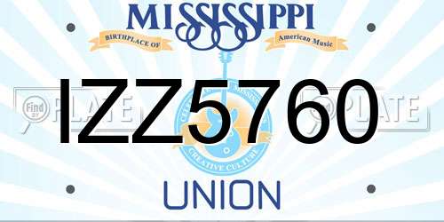 IZZ5760 Mississippi License Plate