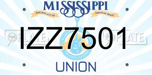 IZZ7501 Mississippi License Plate