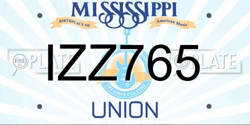 IZZ765 Mississippi License Plate