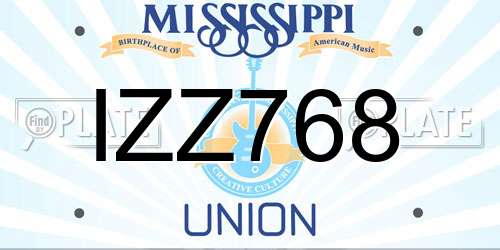IZZ768 Mississippi License Plate