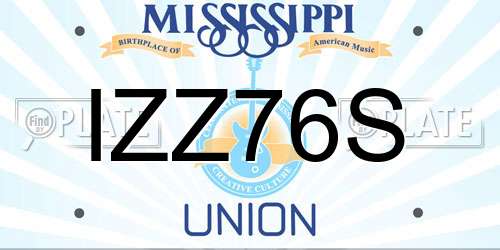 IZZ76S Mississippi License Plate
