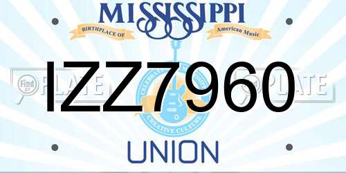 IZZ7960 Mississippi License Plate
