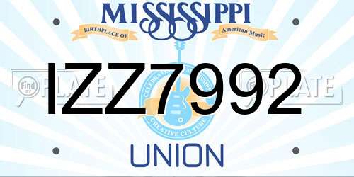 IZZ7992 Mississippi License Plate