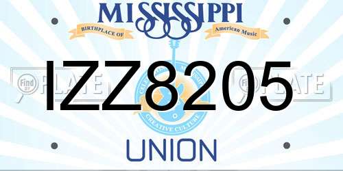 IZZ8205 Mississippi License Plate