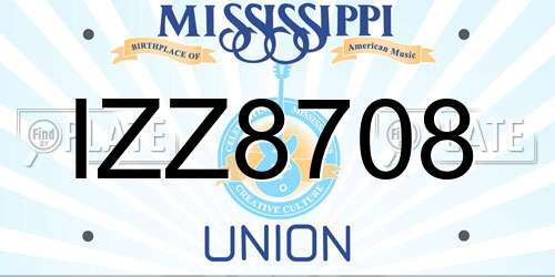 IZZ8708 Mississippi License Plate