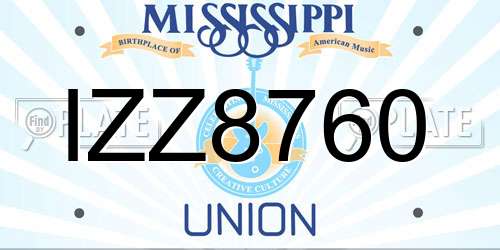 IZZ8760 Mississippi License Plate
