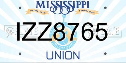 IZZ8765 Mississippi License Plate