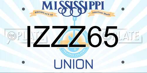 IZZZ65 Mississippi License Plate
