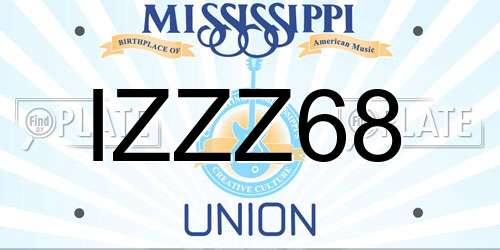 IZZZ68 Mississippi License Plate