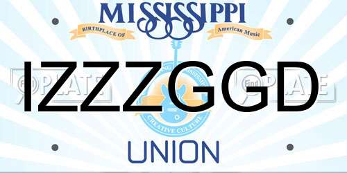 IZZZGGD Mississippi License Plate
