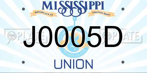 J0005D Mississippi License Plate