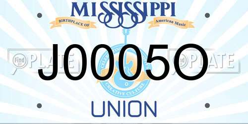 J0005O Mississippi License Plate