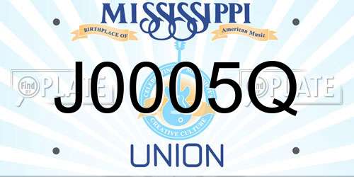J0005Q Mississippi License Plate