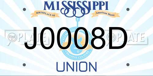 J0008D Mississippi License Plate