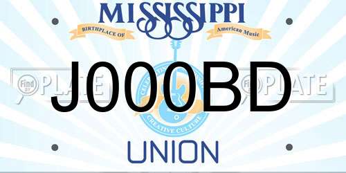 J000BD Mississippi License Plate
