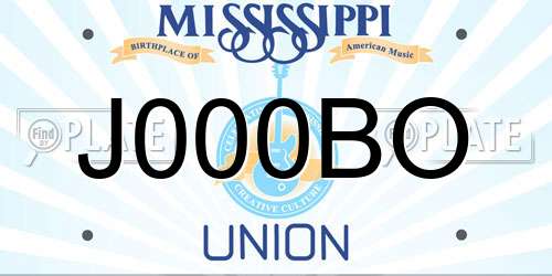 J000BO Mississippi License Plate