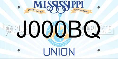 J000BQ Mississippi License Plate