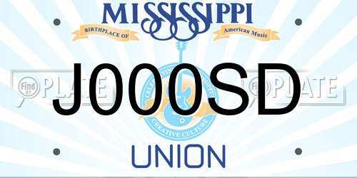 J000SD Mississippi License Plate