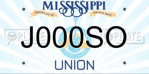 J000SO Mississippi License Plate