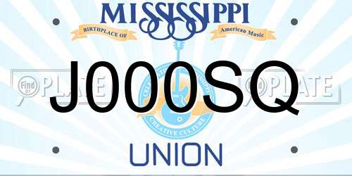 J000SQ Mississippi License Plate