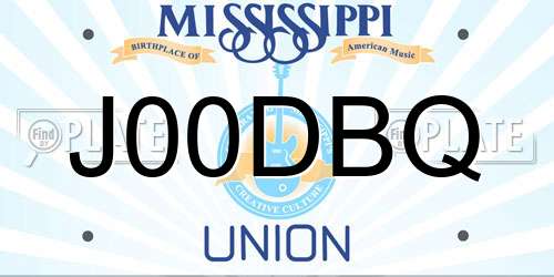 J00DBQ Mississippi License Plate