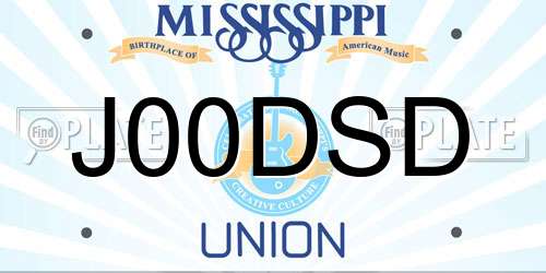 J00DSD Mississippi License Plate