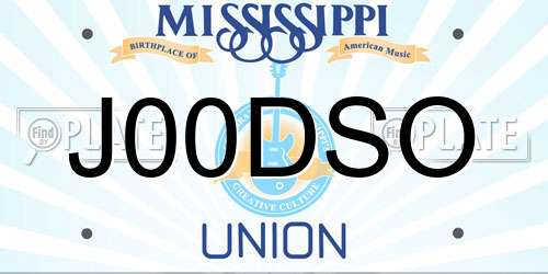 J00DSO Mississippi License Plate