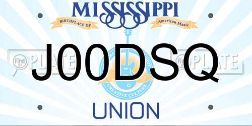 J00DSQ Mississippi License Plate