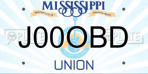J00OBD Mississippi License Plate