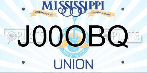 J00OBQ Mississippi License Plate