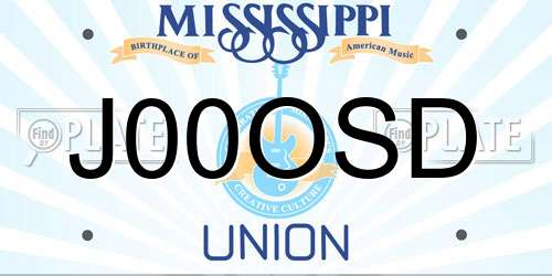 J00OSD Mississippi License Plate