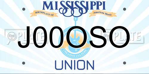 J00OSO Mississippi License Plate
