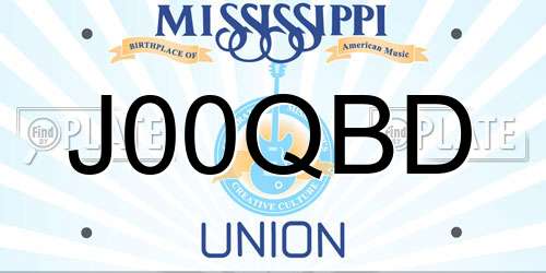 J00QBD Mississippi License Plate