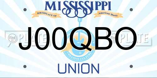 J00QBO Mississippi License Plate