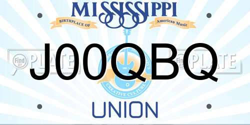 J00QBQ Mississippi License Plate