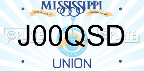 J00QSD Mississippi License Plate
