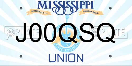 J00QSQ Mississippi License Plate