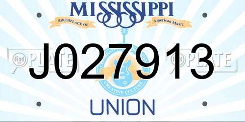 J027913 Mississippi License Plate