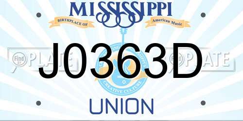 J0363D Mississippi License Plate