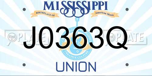 J0363Q Mississippi License Plate