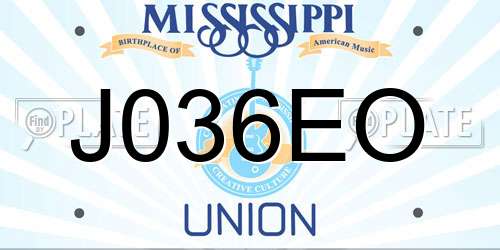 J036EO Mississippi License Plate
