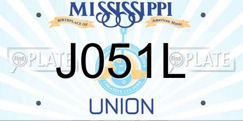 J051L Mississippi License Plate