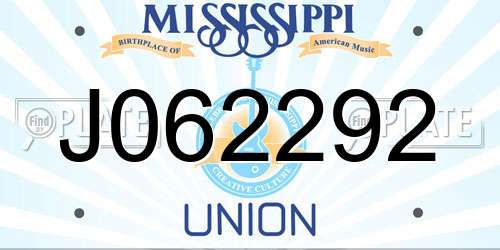 J062292 Mississippi License Plate