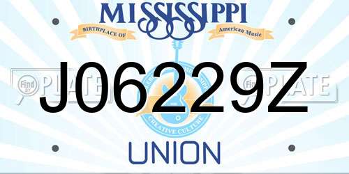 J06229Z Mississippi License Plate
