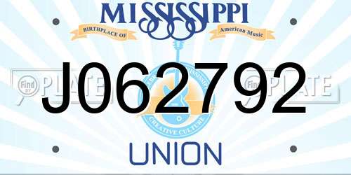 J062792 Mississippi License Plate