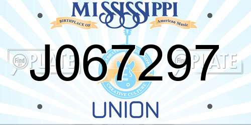 J067297 Mississippi License Plate