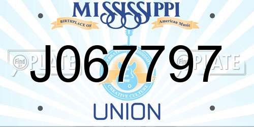 J067797 Mississippi License Plate