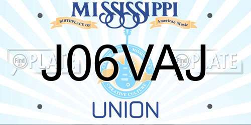 J06VAJ Mississippi License Plate