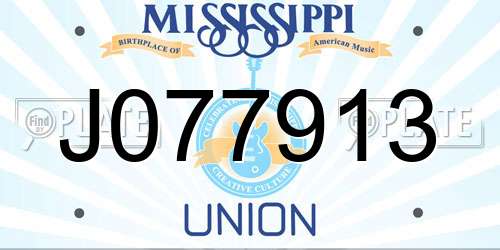 J077913 Mississippi License Plate