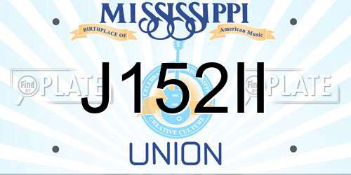 J152II Mississippi License Plate